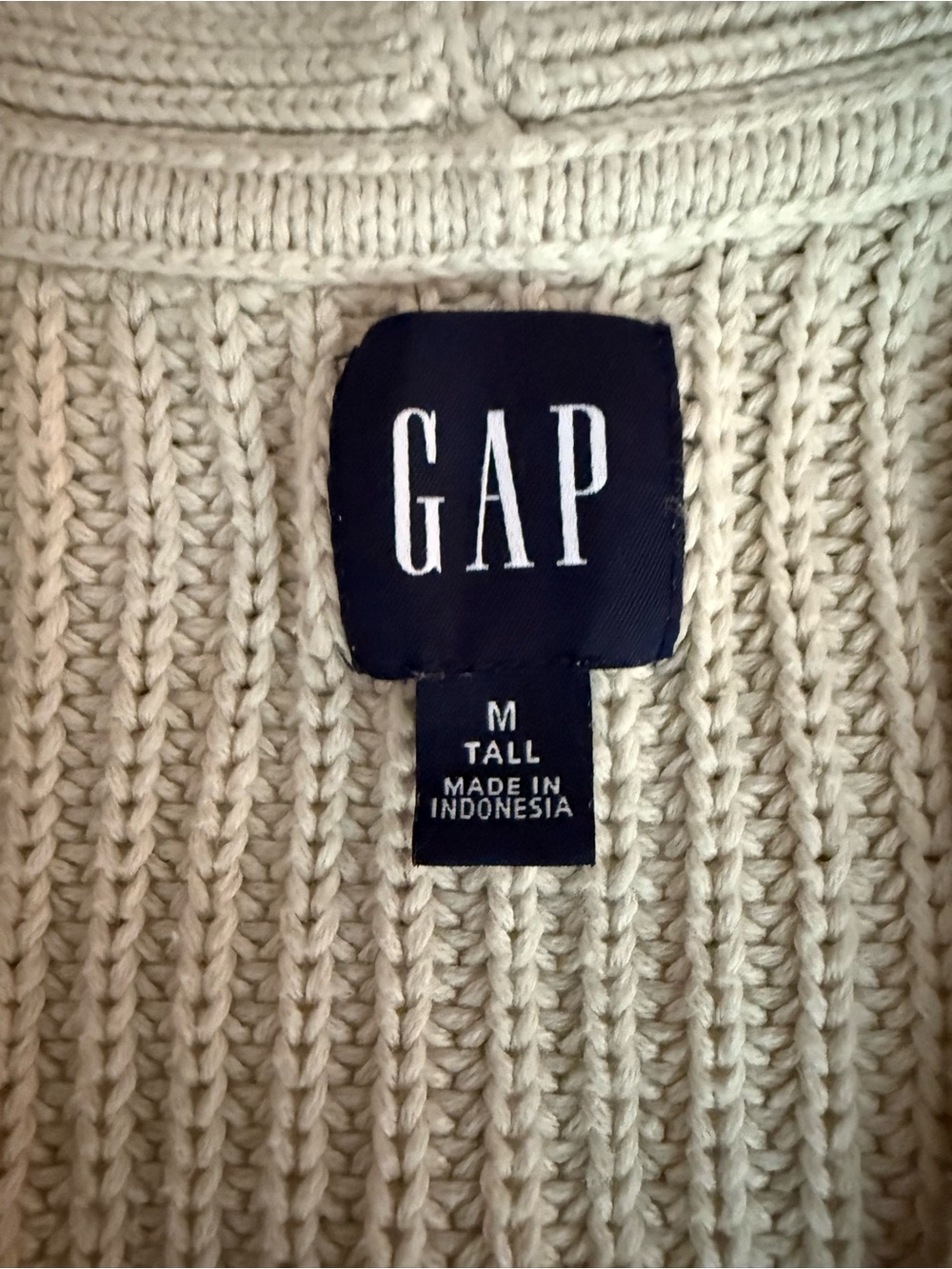 TALL GAP 100% Cotton Chunky Knit V-Neck Button Cardigan Sweater size M Tall - Picture 5 of 7